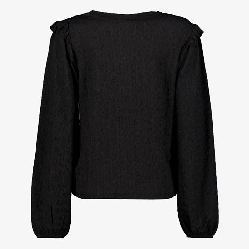 Dames blouse met ruches zwart