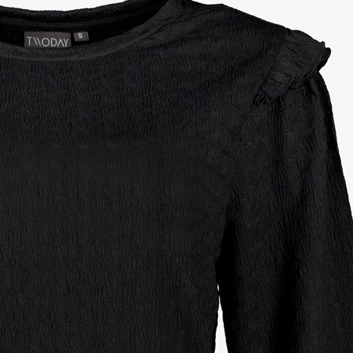 Dames blouse met ruches zwart