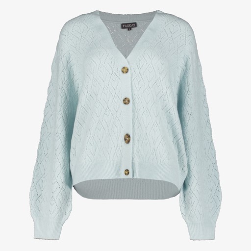 Gebreid dames vest lichtblauw
