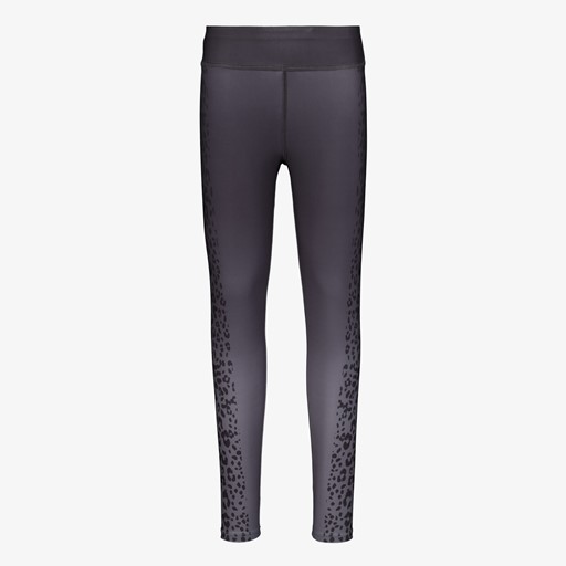 Meisjes sportlegging met luipaardprint grijs