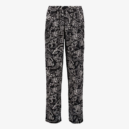 Dames wide leg broek paisley print zwart