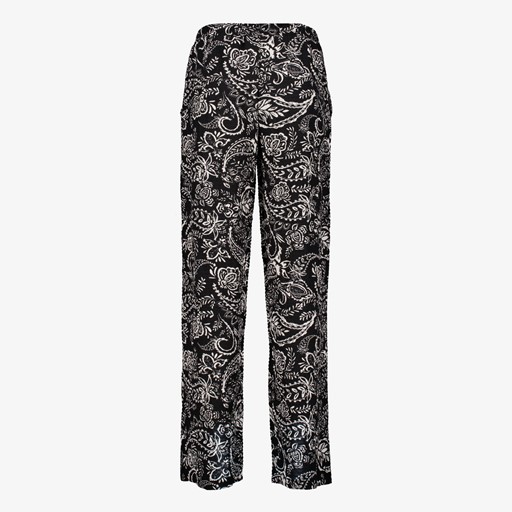 Dames wide leg broek paisley print zwart