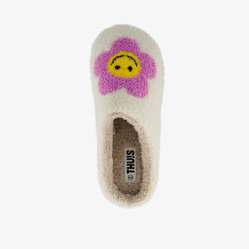 Dames teddy pantoffels met smiley