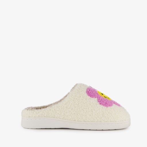 Dames teddy pantoffels met smiley