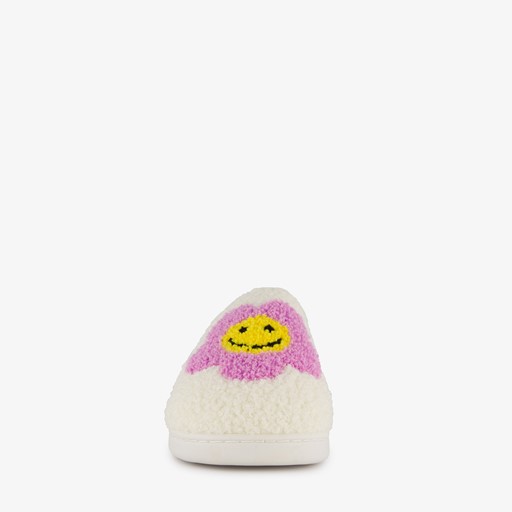 Dames teddy pantoffels met smiley