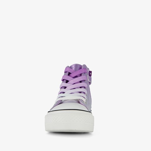 Hoge meisjes sneakers paars smiley