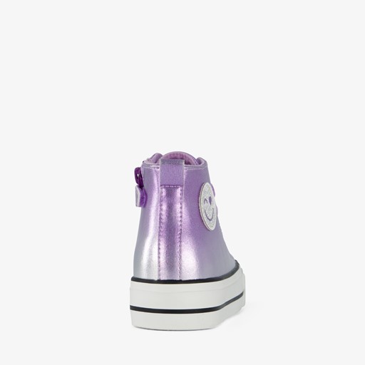 Hoge meisjes sneakers paars smiley