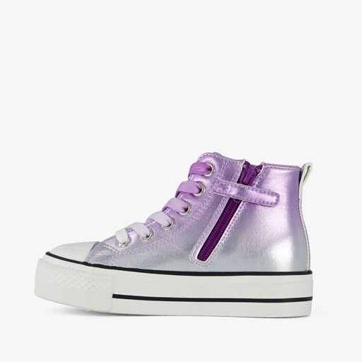 Hoge meisjes sneakers paars smiley