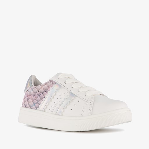 Leren meisjes sneakers wit roze