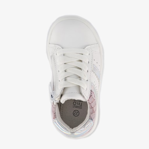 Leren meisjes sneakers wit roze