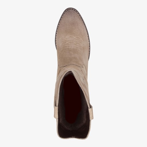 Suede dames western laarzen beige
