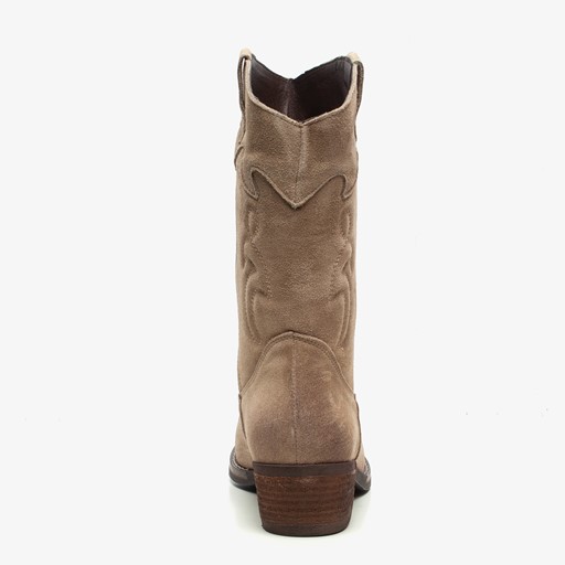 Suede dames western laarzen beige