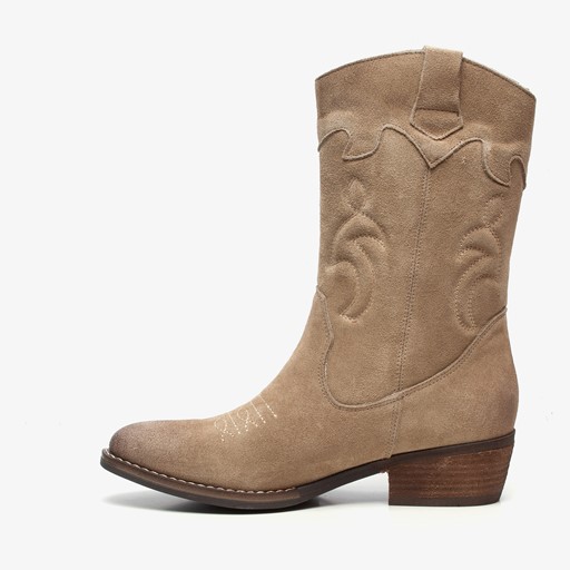 Suede dames western laarzen beige