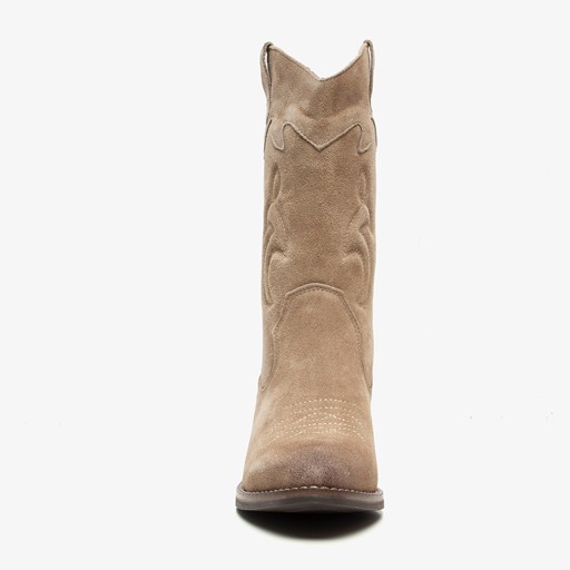 Suede dames western laarzen beige