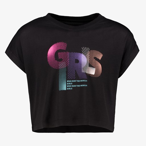 Meisjes cropped sport T-shirt zwart