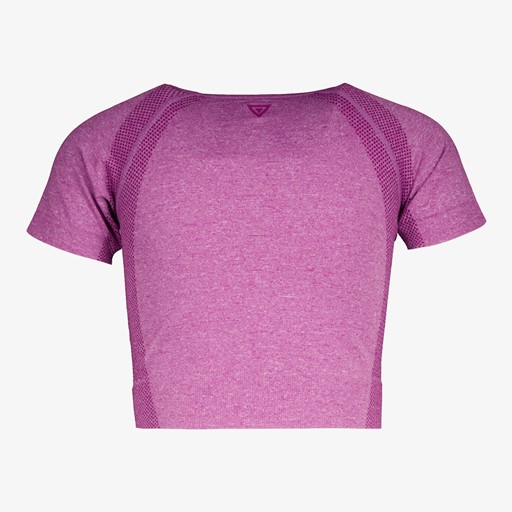 Naadloos cropped meisjes sport T-shirt roze