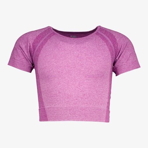 Naadloos cropped meisjes sport T-shirt roze