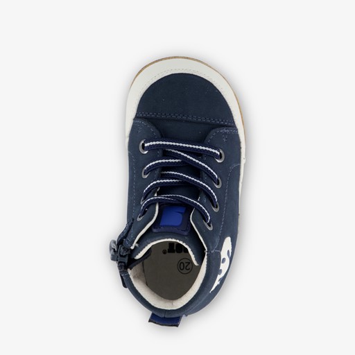 Leren babyschoenen blauw met smiley