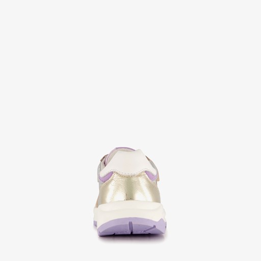 Leren meisjes sneakers beige zilver