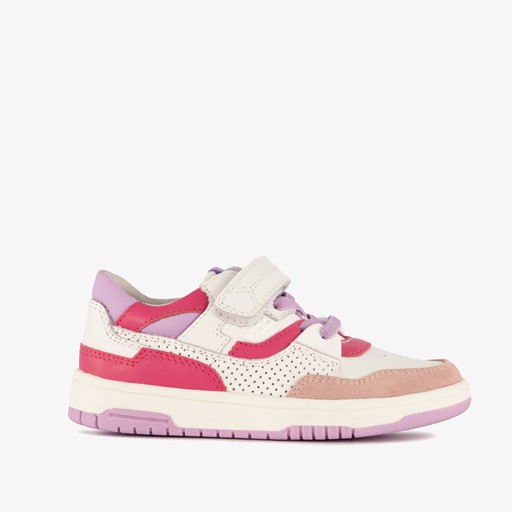 Leren meisjes sneakers wit roze
