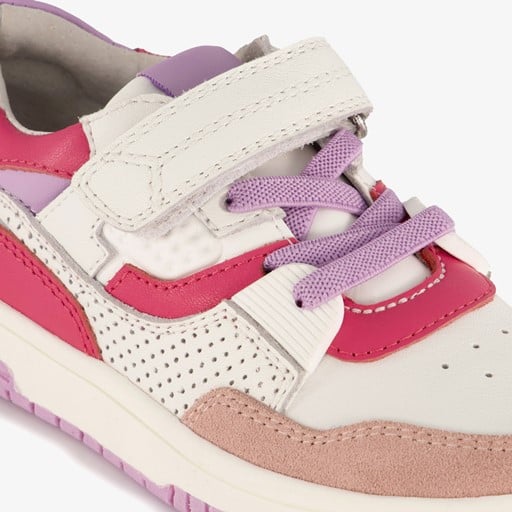 Leren meisjes sneakers wit roze