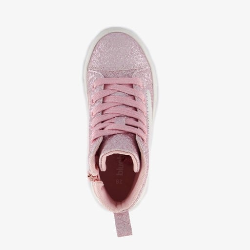 Hoge meisjes sneakers met glitters roze