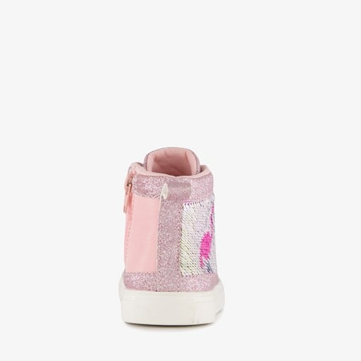 Hoge meisjes sneakers met glitters roze