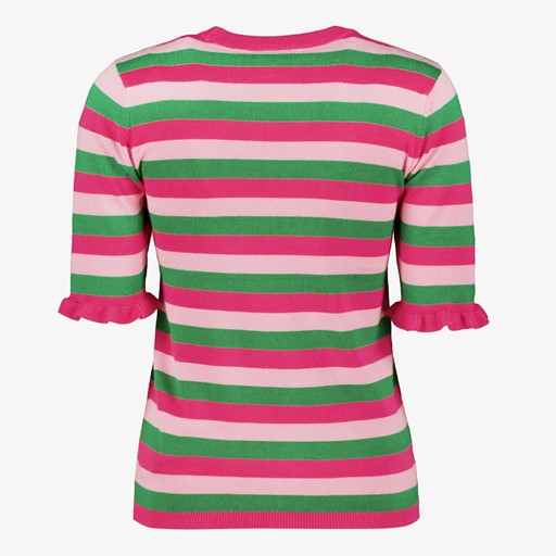 Gestreept dames trui roze groen