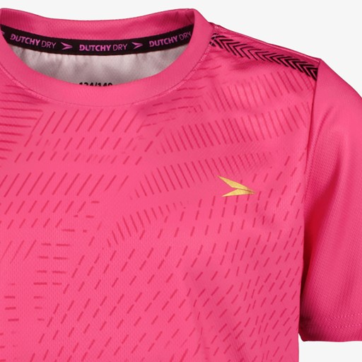 Dry kinder voetbal T-shirt roze zwart
