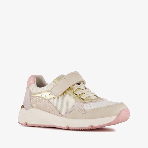 Leren meisjes sneakers beige goud