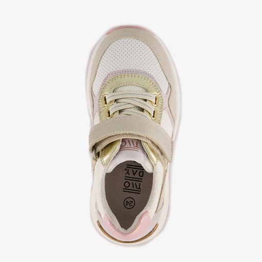 Leren meisjes sneakers beige goud