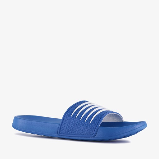 Heren badslippers blauw wit