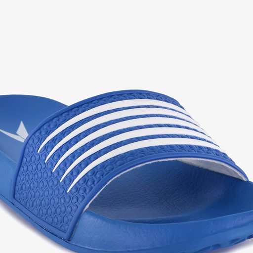 Heren badslippers blauw wit