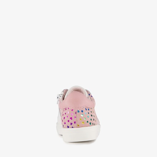 Leren meisjes sneakers met hartjes