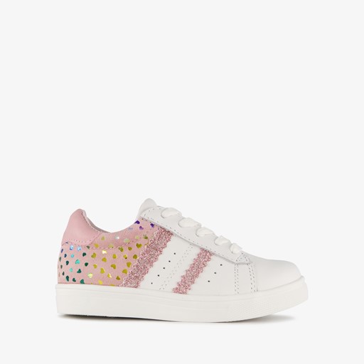 Leren meisjes sneakers met hartjes
