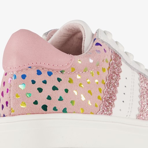 Leren meisjes sneakers met hartjes