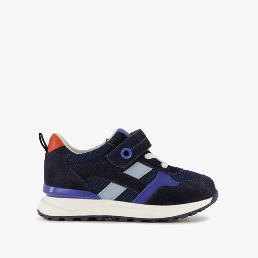 Leren jongens sneakers blauw oranje