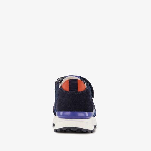 Leren jongens sneakers blauw oranje