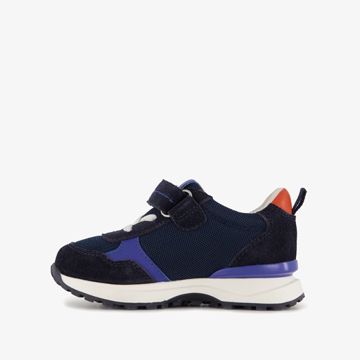 Leren jongens sneakers blauw oranje