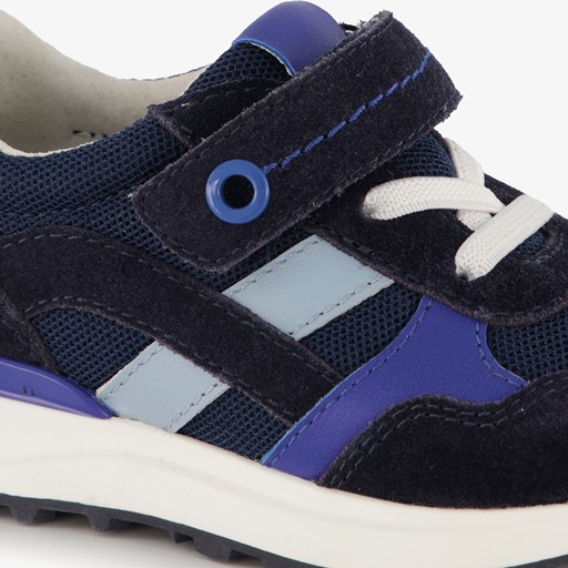 Leren jongens sneakers blauw oranje