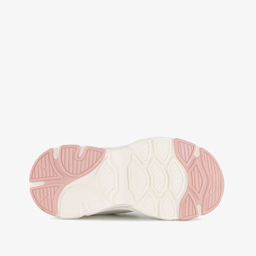 Meisjes dad sneakers wit metallic roze