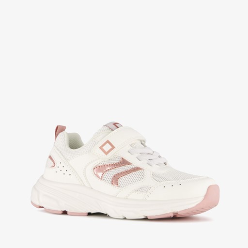 Meisjes dad sneakers wit metallic roze