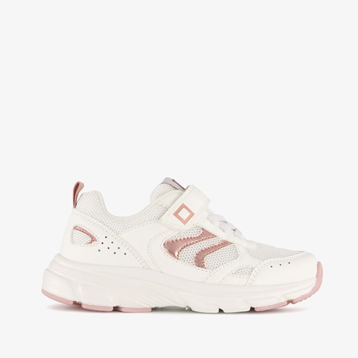 Meisjes dad sneakers wit metallic roze