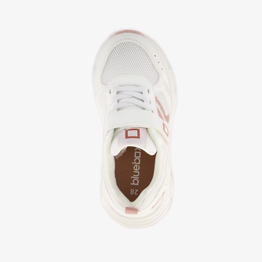 Meisjes dad sneakers wit metallic roze