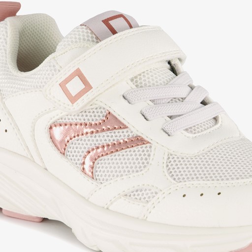 Meisjes dad sneakers wit metallic roze