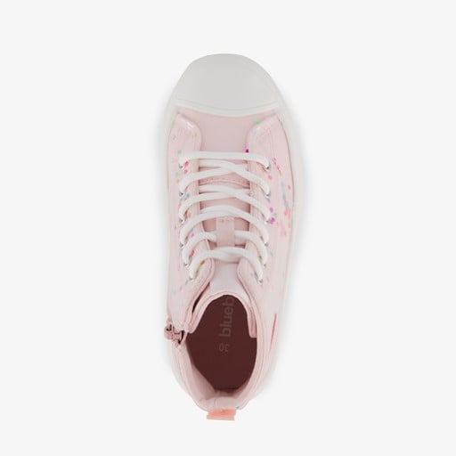 Hoge meisjes sneakers roze met hartjes