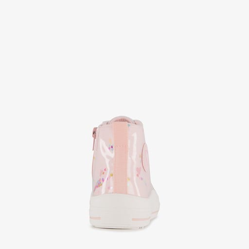 Hoge meisjes sneakers roze met hartjes
