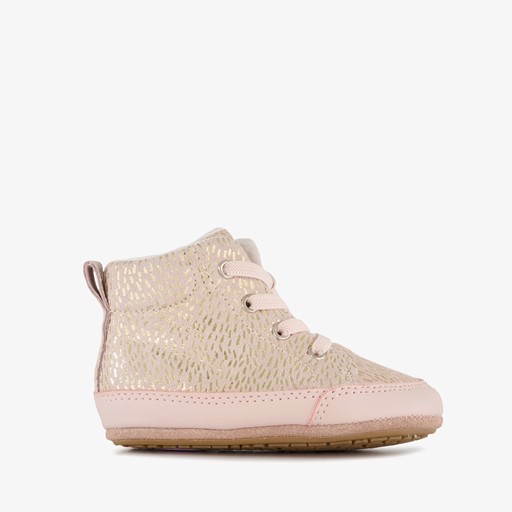 Leren babyschoenen roze goud