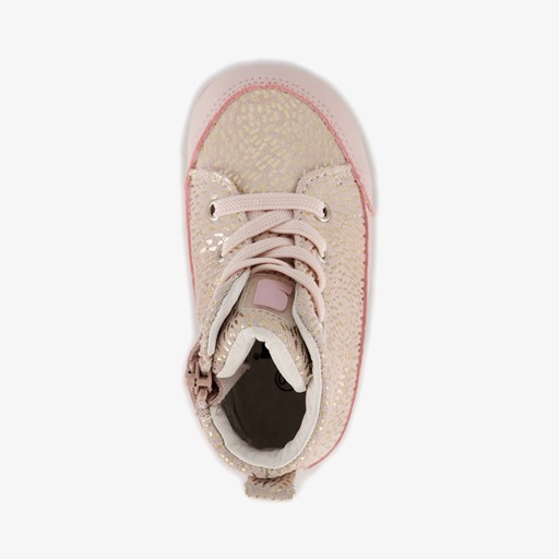 Leren babyschoenen roze goud