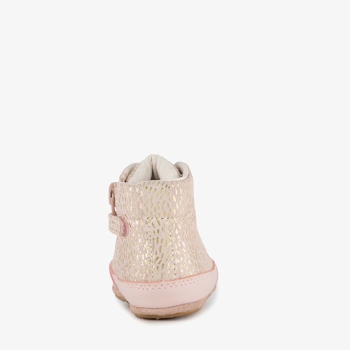 Leren babyschoenen roze goud